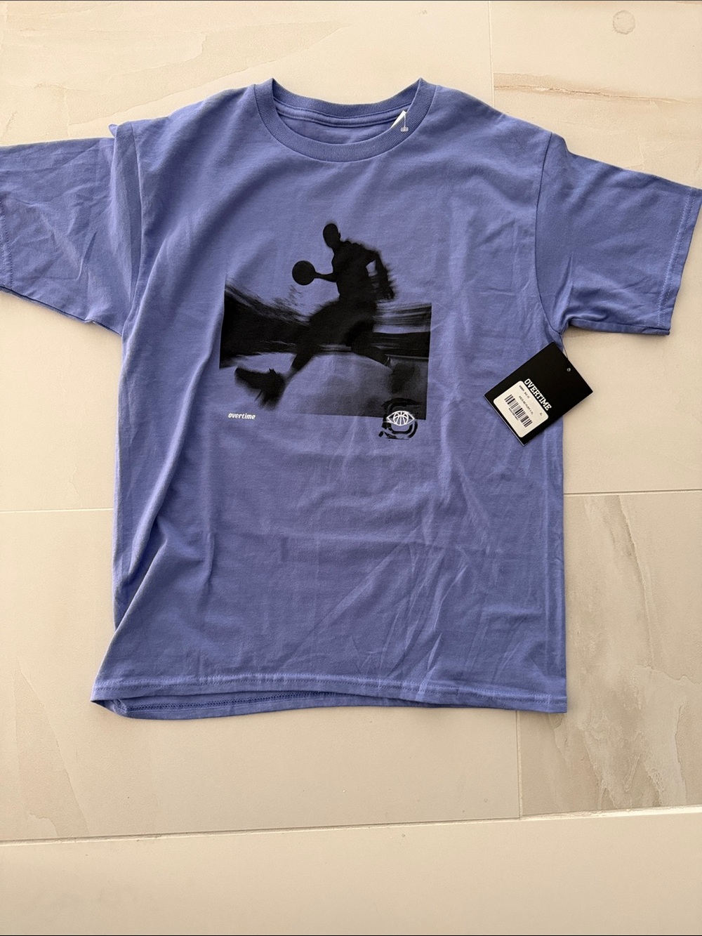 Kids' Short Sleeve Graphic Tee - Lavender Blue Basketball Print